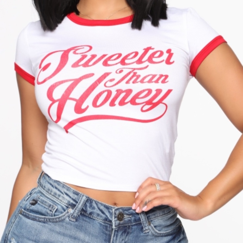 Cropped Ringer Tee - Sweeter Than Honey